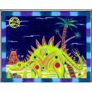 Framed Original Stegosaurus Marker Illustration, William Marshall, Maryland 2015